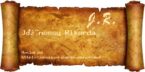 Jánossy Rikarda névjegykártya